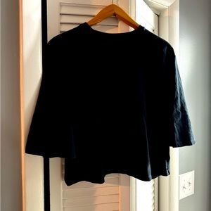 Wide Sleeve Crop Crewneck Sweatshirt, L